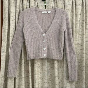 ASTR the Label Amanda V-Neck Fuzzy Cardigan - Medium